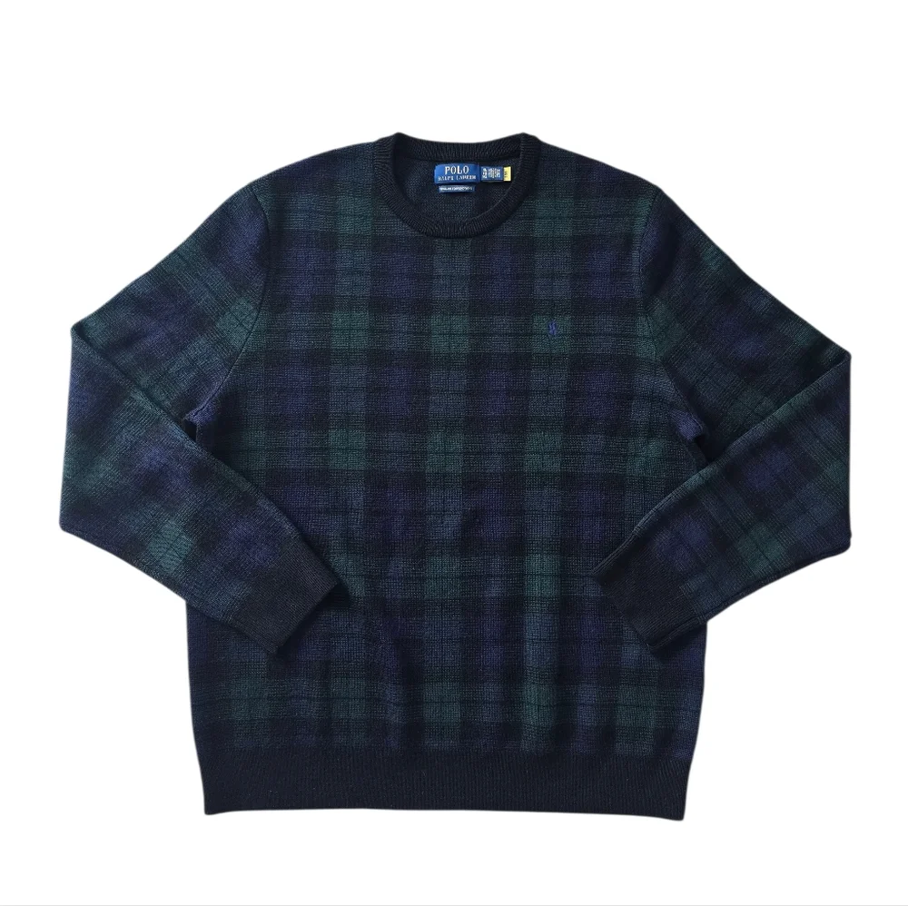POLO Ralph Lauren Plaid Washable Wool Sweater Tartan